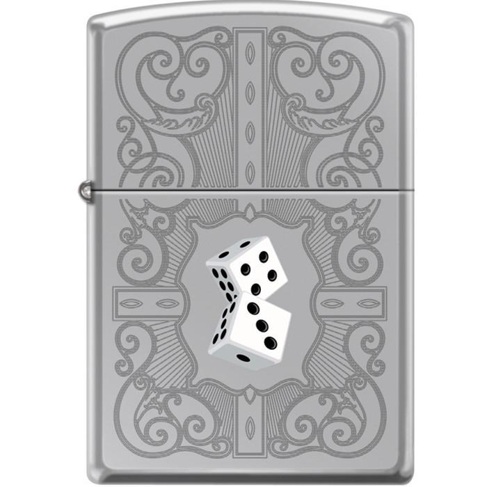 Zippo Lighter - Dazzling Dice In White High Polished Chrome Zippo Zippo   