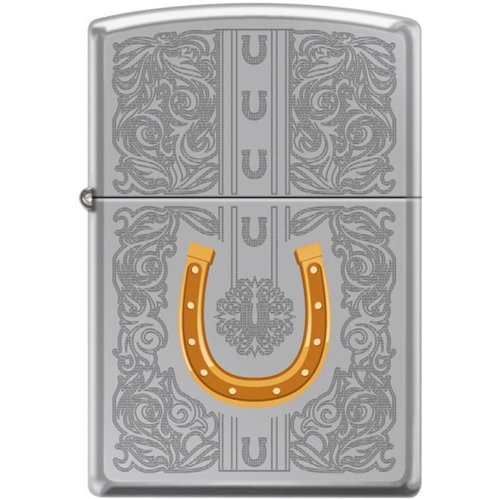 Zippo Lighter - Dazzling Horseshoe High Polish Chrome Zippo Zippo   