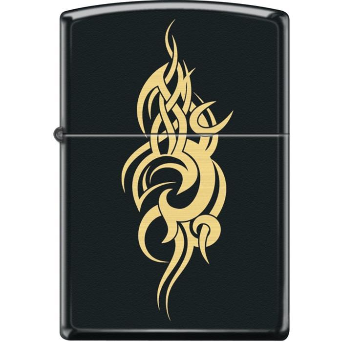 Zippo Lighter - Tribal Tattoo Black Matte Zippo Zippo   