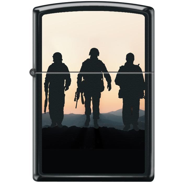 Zippo Lighter - Soldiers at Sunset Black Matte Zippo Zippo   