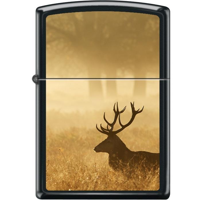 Zippo Lighter - Deer in Mist Black Matte Zippo Zippo   