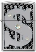 Zippo Lighter - Money w/ Swarovski Crystals High Polish Chrome Zippo Zippo   