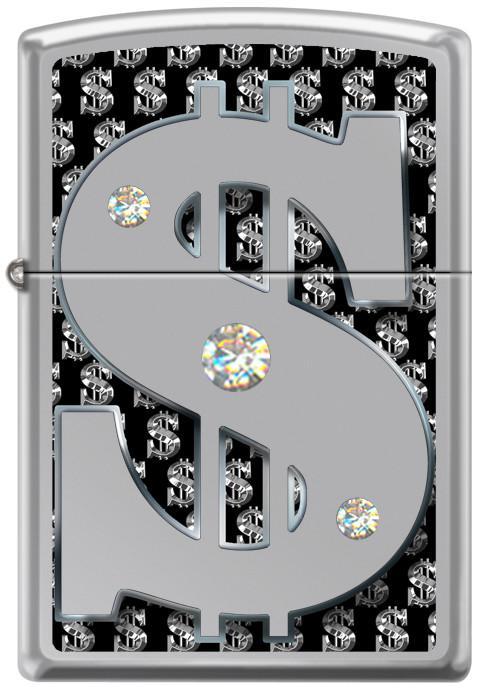 Zippo Lighter - Money w/ Swarovski Crystals High Polish Chrome Zippo Zippo   