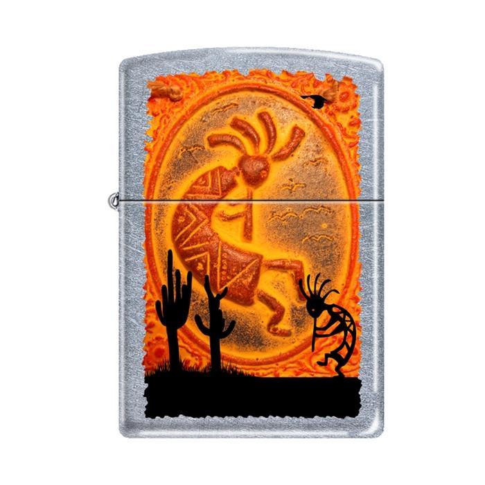 Zippo Lighter - Kokopelli Southwestern Street Chrome Zippo Zippo   