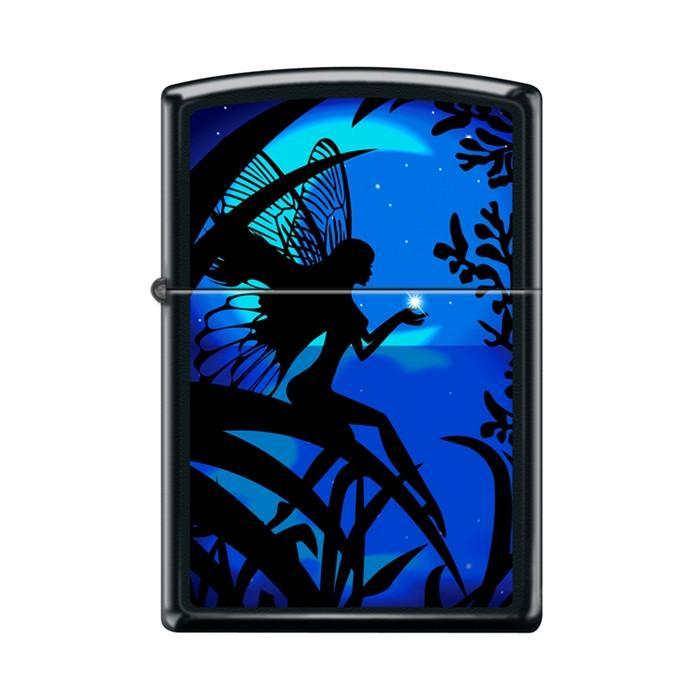 Zippo Lighter - Fairy Holding Star Black Matte Zippo Zippo   