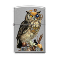 Zippo Lighter - Steampunk Owl Brushed Chrome Zippo Zippo   