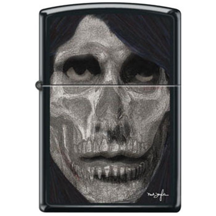 Zippo Lighter - Neal Taylor Skull Face Black Matte Zippo Zippo   