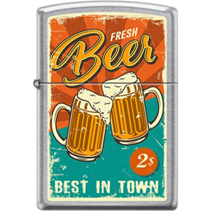 Zippo Lighter - Fresh Beer Street Chrome Zippo Zippo   
