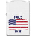 Zippo Lighter - Proud To Be American Flag White Matte Zippo Zippo   