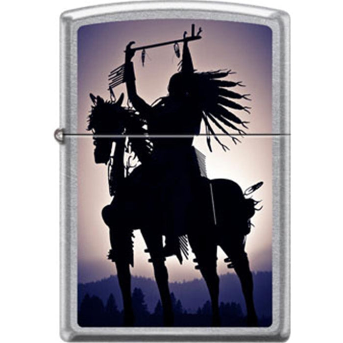 Zippo Lighter - Indian on Horse Street Chrome Zippo Zippo   