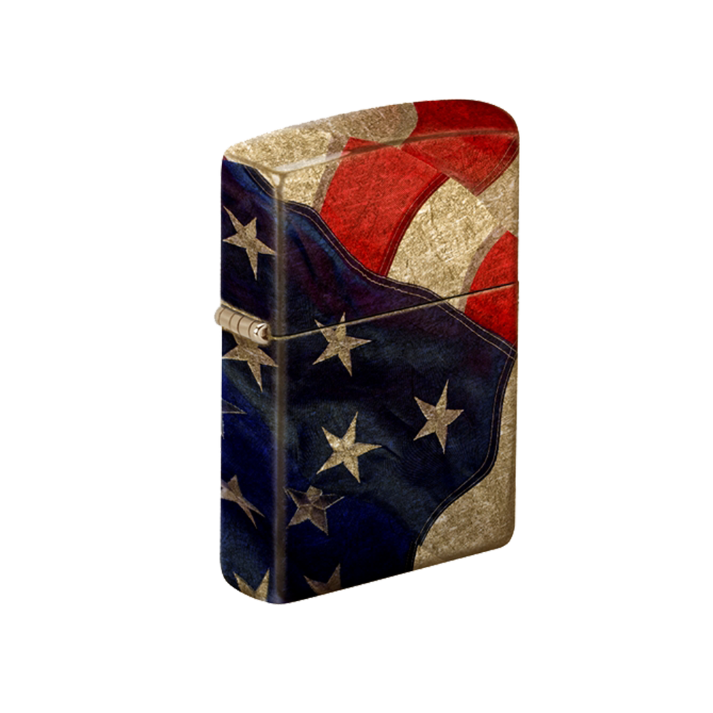 Zippo Lighter - All over American Flag Brass Finish