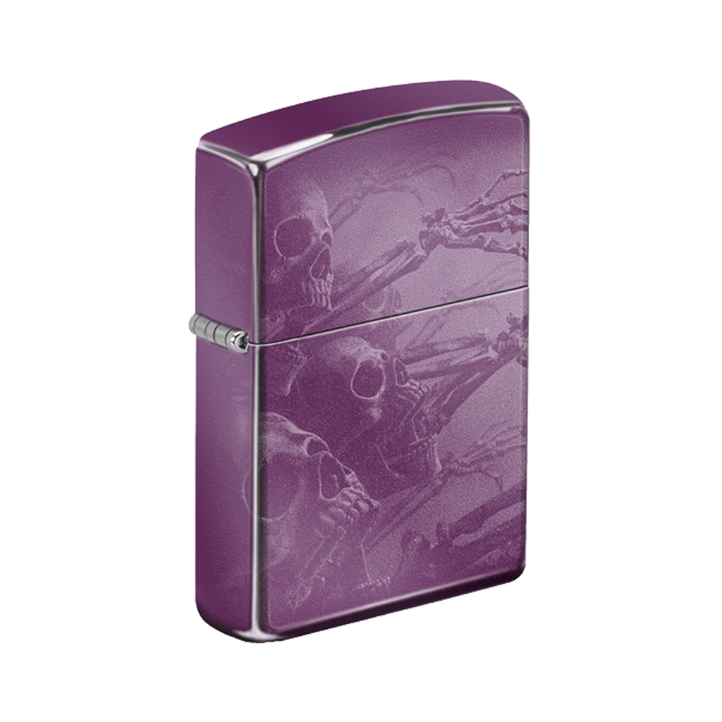 Zippo Lighter - Zombie Skeletons Purple Finish