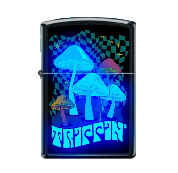 Zippo Lighter - Black Light Trippin' Mushrooms