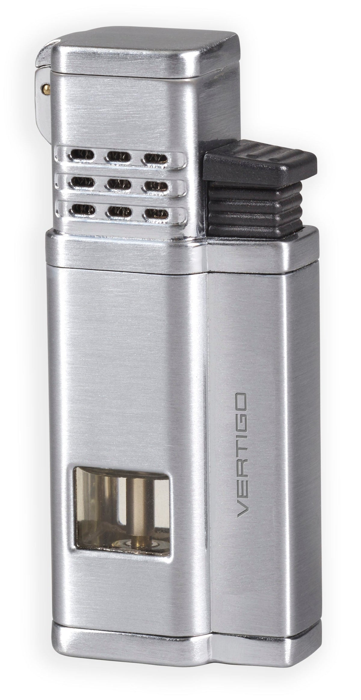 Vertigo Conquistador Quad Torch Lighter w/ Cigar Punch Lighter Vertigo Chrome Satin  