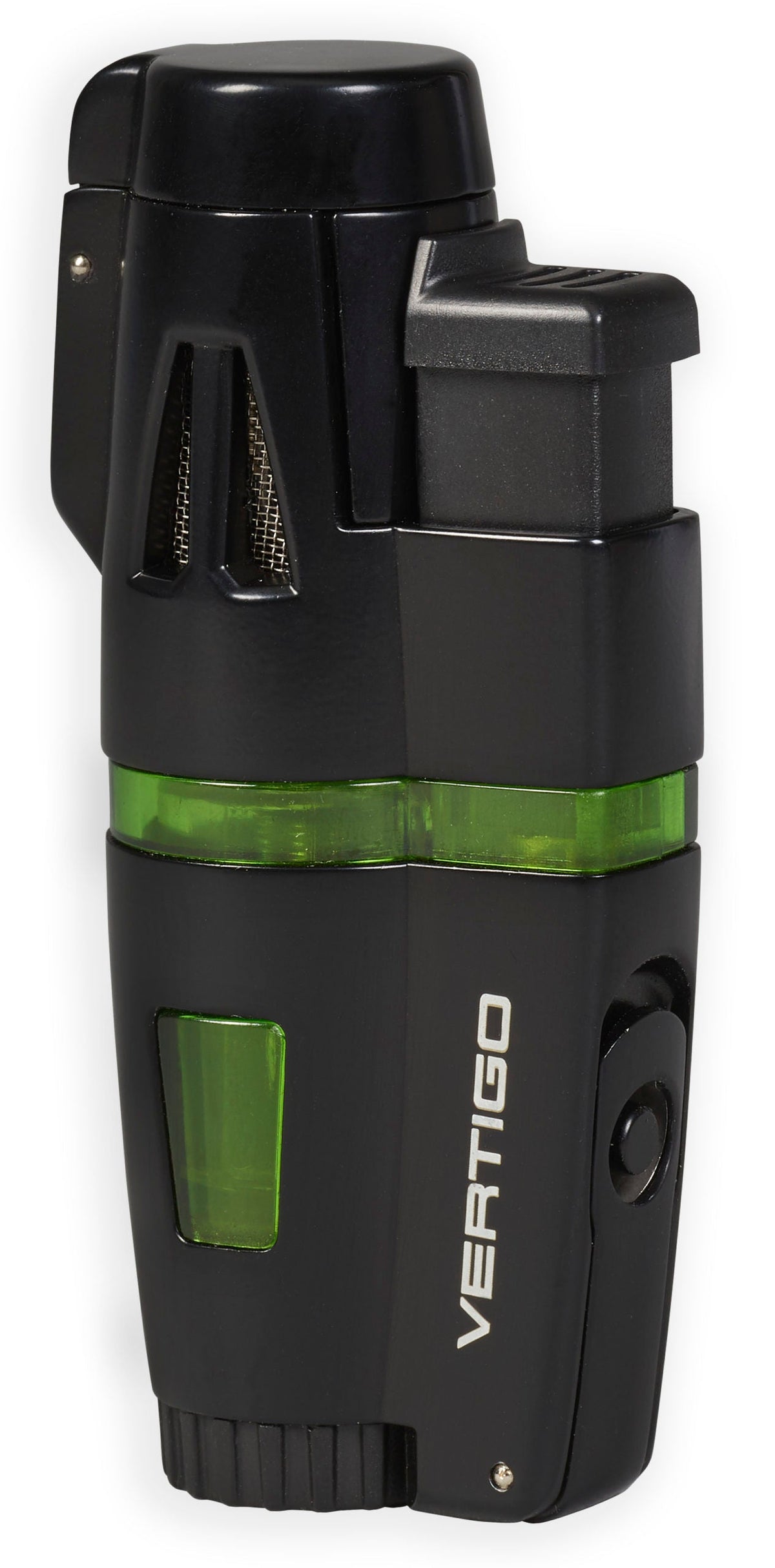 Vertigo Crusher Triple Torch Flame Lighter w/Cigar Punch Lighter Vertigo Black Matte & Green  