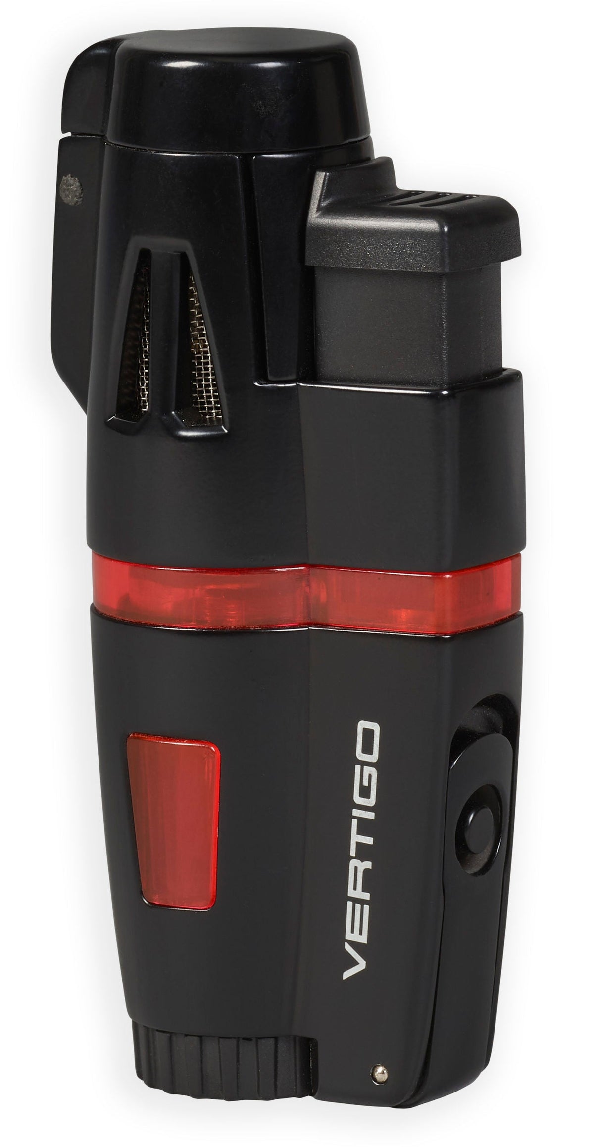 Vertigo Crusher Triple Torch Flame Lighter w/Cigar Punch Lighter Vertigo Black Matte & Red  
