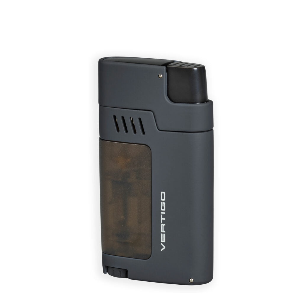 Vertigo Gauntlet Triple Torch Lighter w/ Cigar Punch Lighter Vertigo Gray Rubberized  