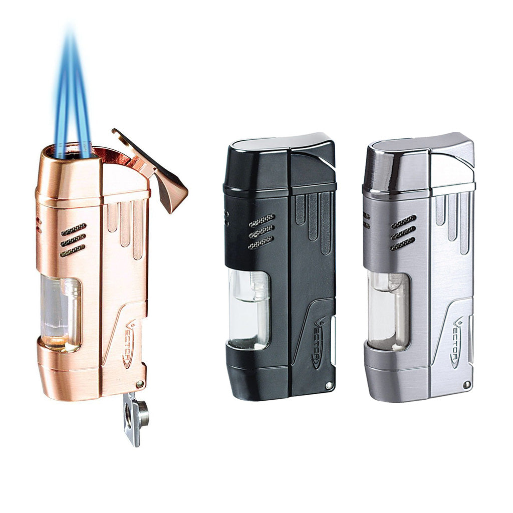 Vector Delta Double Flame Lighter with Cigar Punch