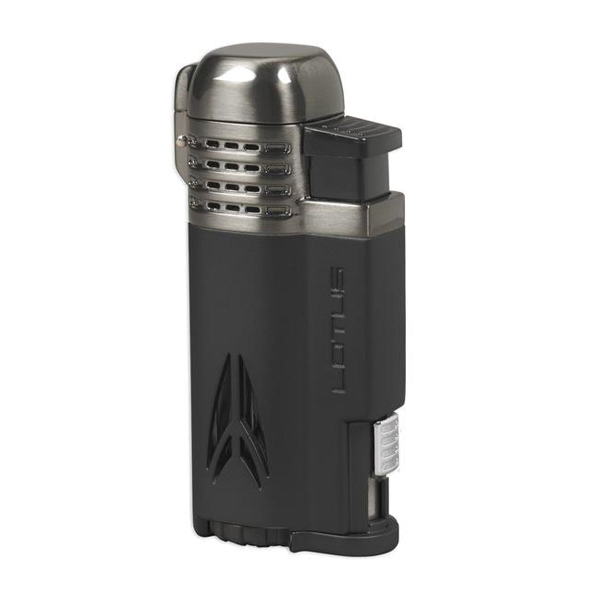 Lotus Lighter Defiant L65 Quad Jet Lighter w/ Cigar Punch Lighter Lotus Black w/ Gunmetal  