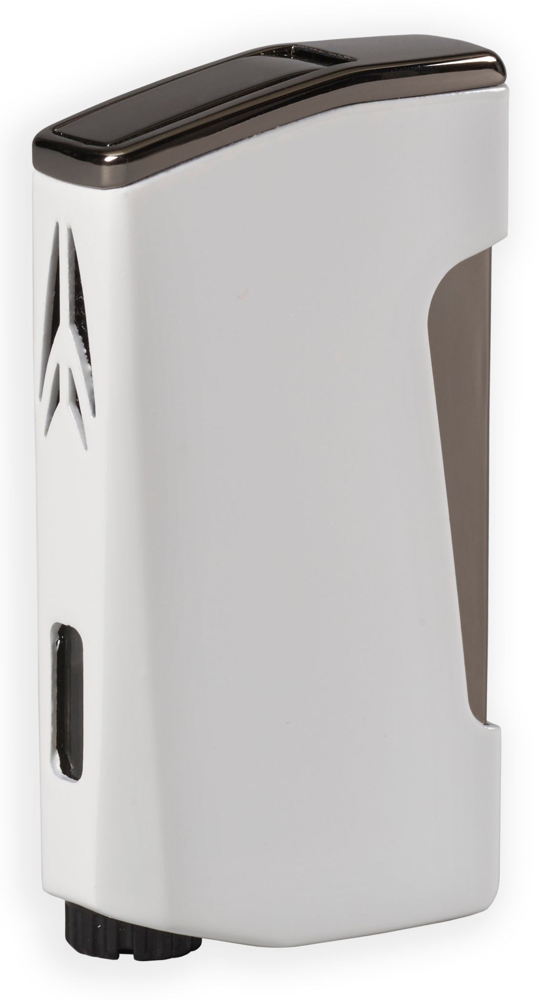 Lotus Chroma Dual Flame Lighter w/ Punch Lighter Lotus Glossy White & Gunmetal  