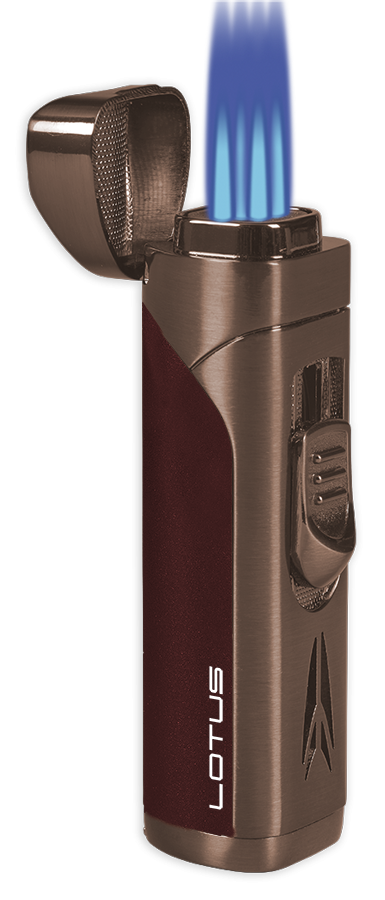 Lotus Monarch Quad Flame with Cigar Rest & Punch Lighter Lotus Copper  