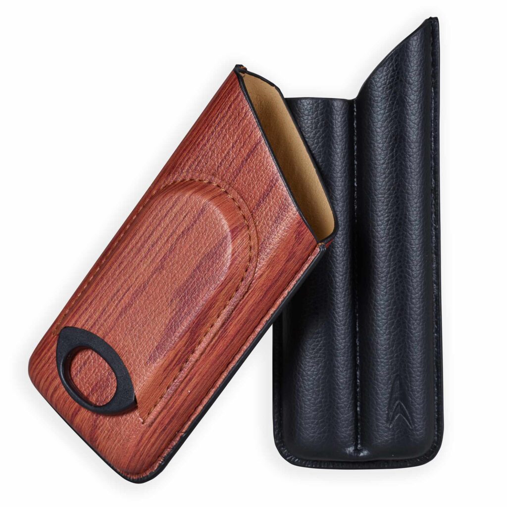 Lotus  2-Stick Cigar Case w/Cutter Gift Set - Wood Print Finish Smoking Accessories Lotus   