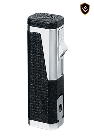 Vector Urbano Triple Flame Torch Lighter with Cigar Punch Lighter Vector Black Crackle  