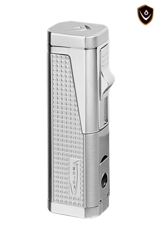Vector Urbano Triple Flame Torch Lighter with Cigar Punch Lighter Vector Chrome Satin  