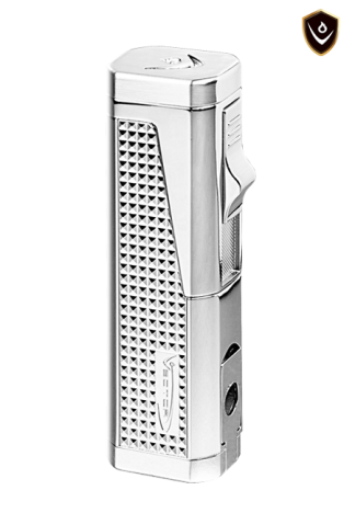 Vector Urbano Triple Flame Torch Lighter with Cigar Punch Lighter Vector Hi-Polish Chrome  