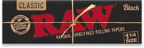 RAW Black Rolling Papers - 1¼ Cannabis Accessories Raw 6 Pack  