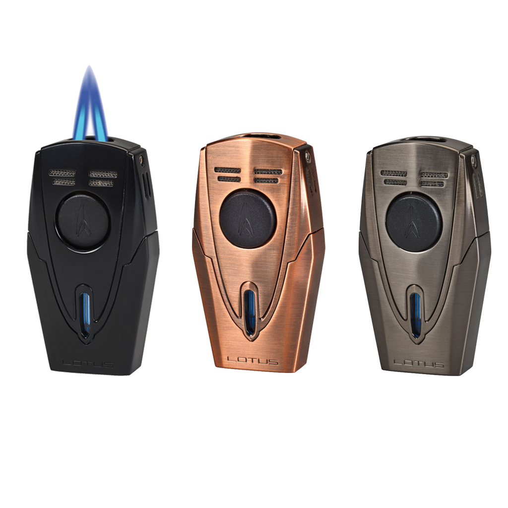 Lotus Fury Twin Point Flame Lighter w/ Punch Lighter Lotus   