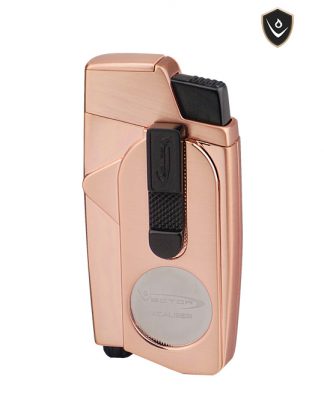 Vector Xcaliber Double Flame Lighter with Cutter Lighter Vector Copper Gold Satin  