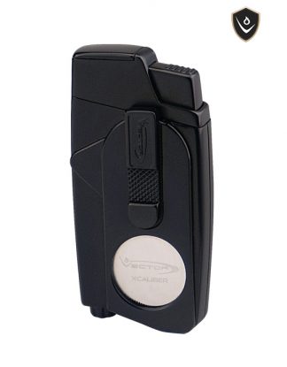Vector Xcaliber Double Flame Lighter with Cutter Lighter Vector Black Matte  