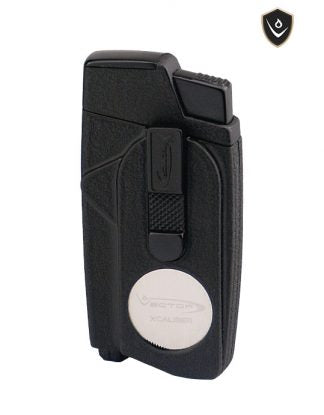 Vector Xcaliber Double Flame Lighter with Cutter Lighter Vector Black Crackle  