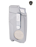 Vector Xcaliber Double Flame Lighter with Cutter Lighter Vector Chrome Satin  