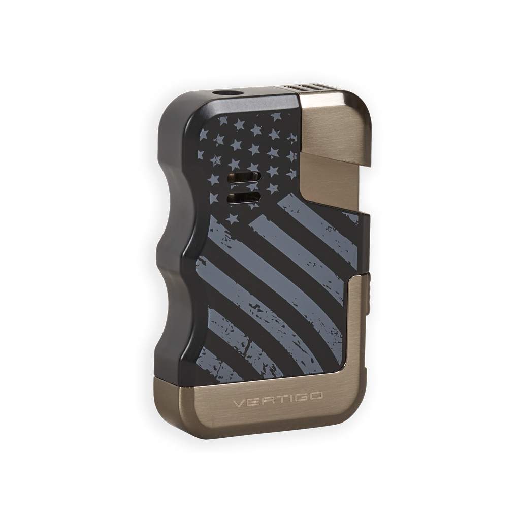Vertigo Gator Single Torch Flame Lighter Lighter Vertigo Black American Flag  