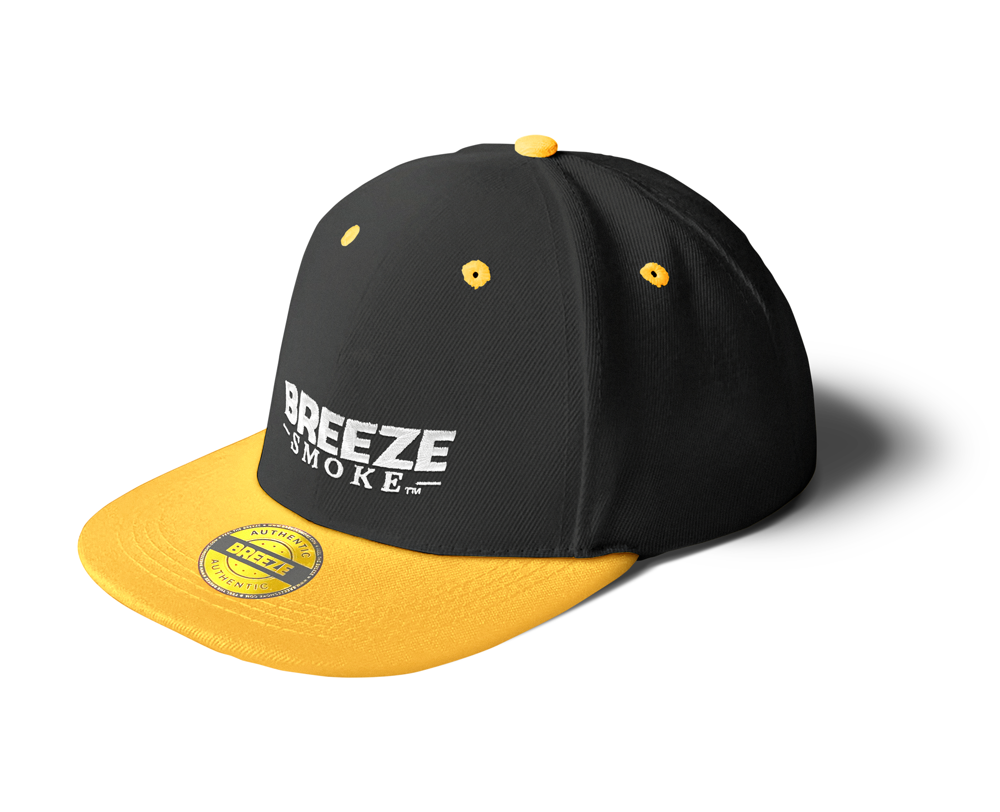 Breeze Smoke Two-Tone Snapback Hat Merchandise Breeze Smoke Black & Mustard Yellow  