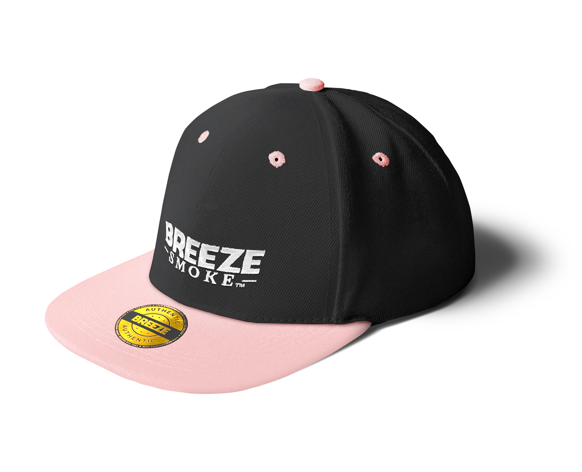 Breeze Smoke Two-Tone Snapback Hat Merchandise Breeze Smoke Black & Light Pink  