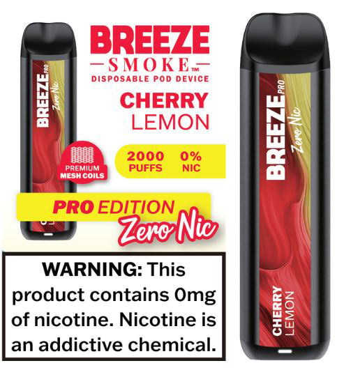 Breeze Pro Disposable Pod Vape Flavor - Cherry Lemon 0% Nic