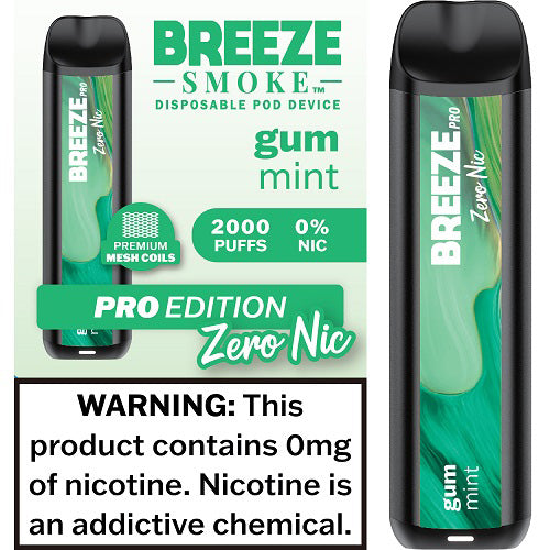 Breeze Pro Disposable Pod Vape Flavor - Gum Mint 0% Nic