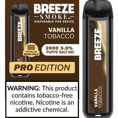 Breeze Pro Disposable Pod Vape Flavor - Vanilla Tobacco