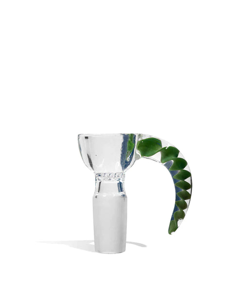 Clear Ground Glass Bowl with Colored Horn Handle - 14mm Cannabis Accessories Lighter USA   