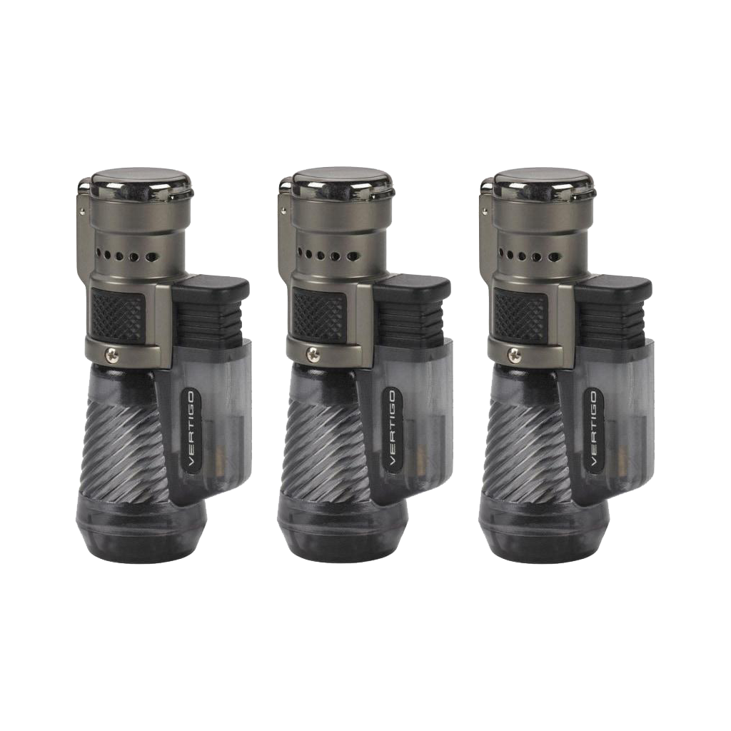 Vertigo Cyclone Triple Torch Lighter Lighter Vertigo Charcoal 3 Pack 