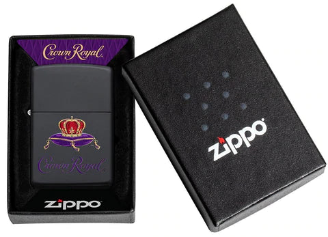Zippo Lighter - Crowned Crown Royal Black Matte Zippo Zippo   