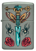 Zippo Lighter - Gothic Dagger on Classic Sage Zippo Zippo   