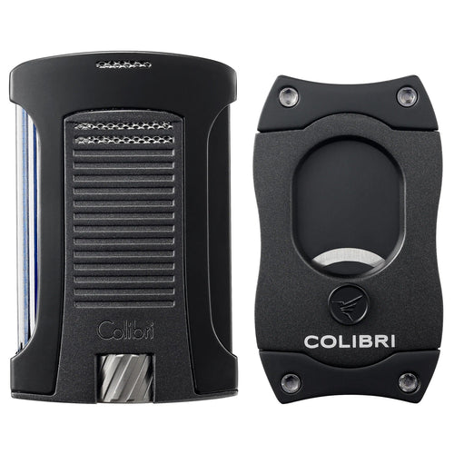 Colibri Metallic Daytona Lighter & S-Cut Cigar Cutter Gift Set Gift Set Colibri Metallic Black  