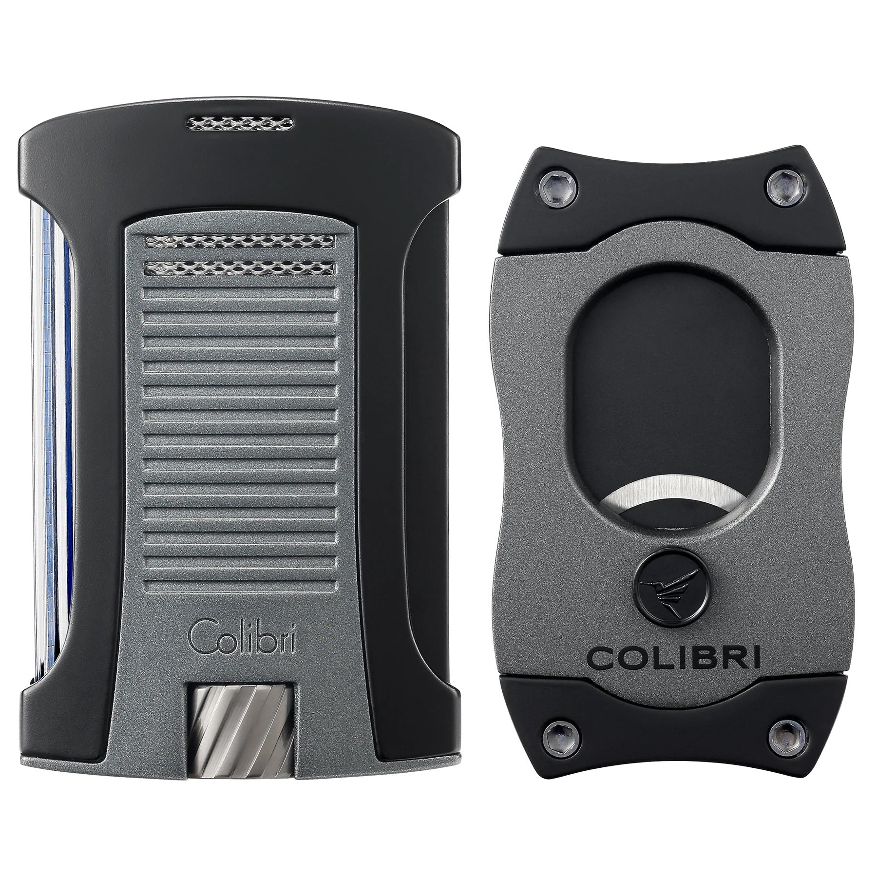 Colibri Metallic Daytona Lighter & S-Cut Cigar Cutter Gift Set Gift Set Colibri Metallic Charcoal  