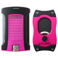 Colibri Metallic Daytona Lighter & S-Cut Cigar Cutter Gift Set Gift Set Colibri Metallic Pink & Black  