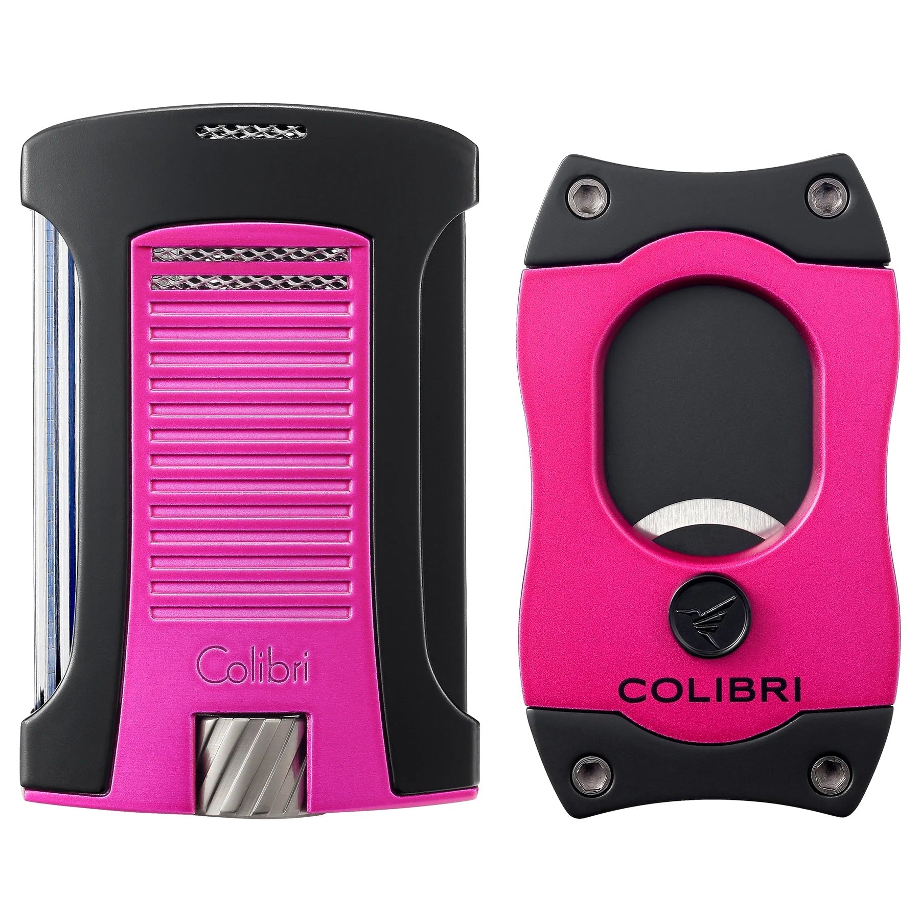 Colibri Metallic Daytona Lighter & S-Cut Cigar Cutter Gift Set Gift Set Colibri Metallic Pink & Black  