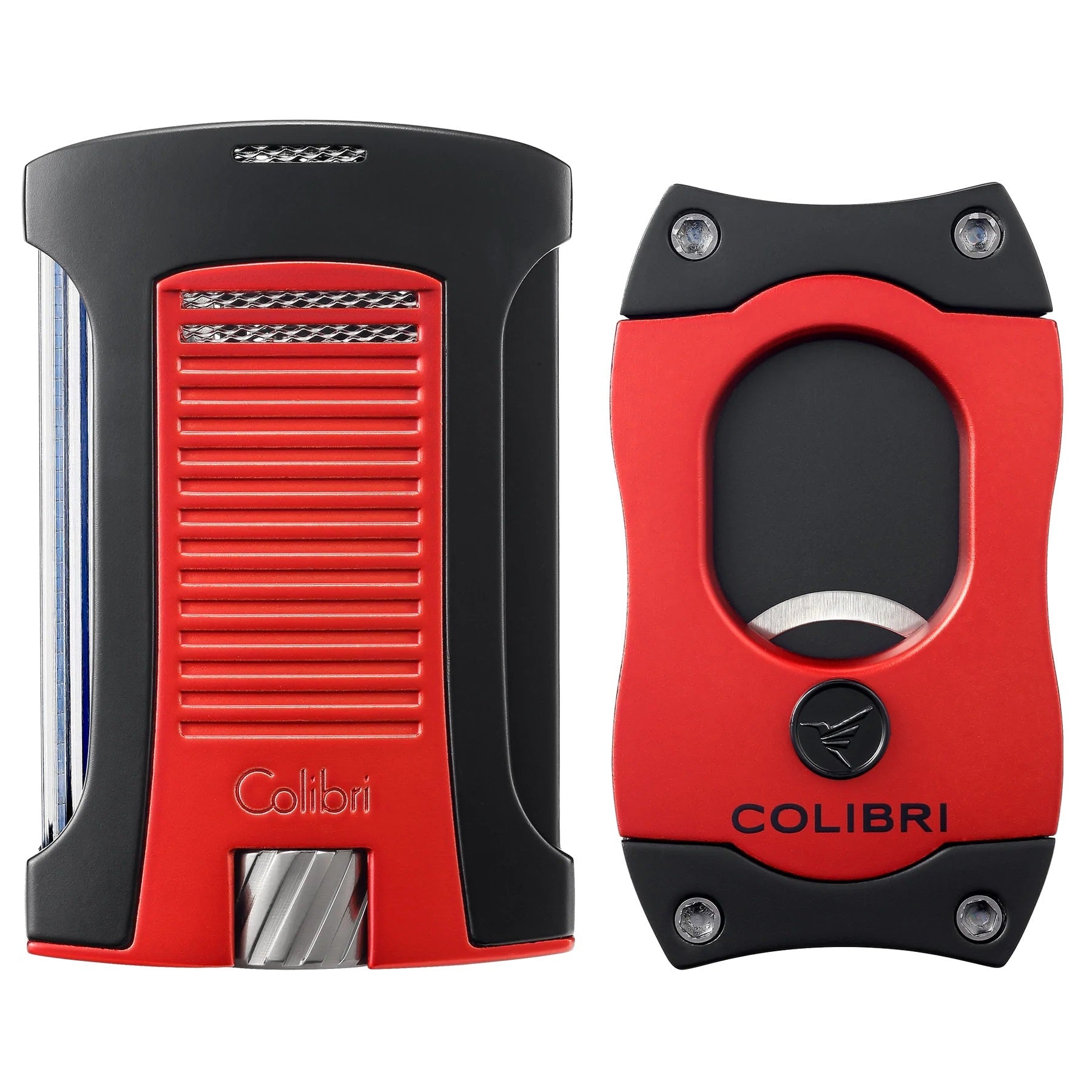 Colibri Metallic Daytona Lighter & S-Cut Cigar Cutter Gift Set Gift Set Colibri Metallic Red & Black  